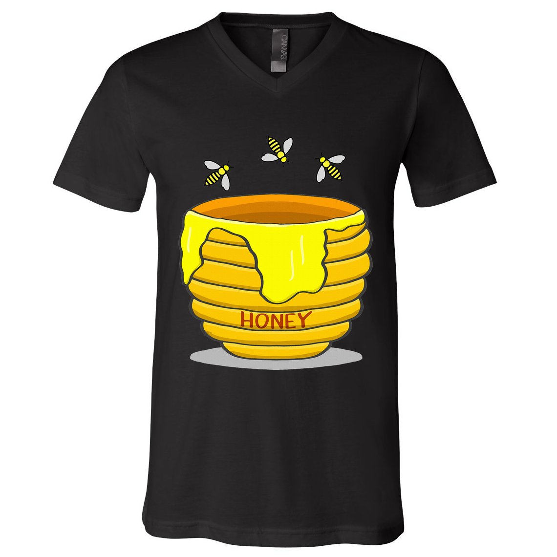 Honey Pot With Honey Bees V-Neck T-Shirt