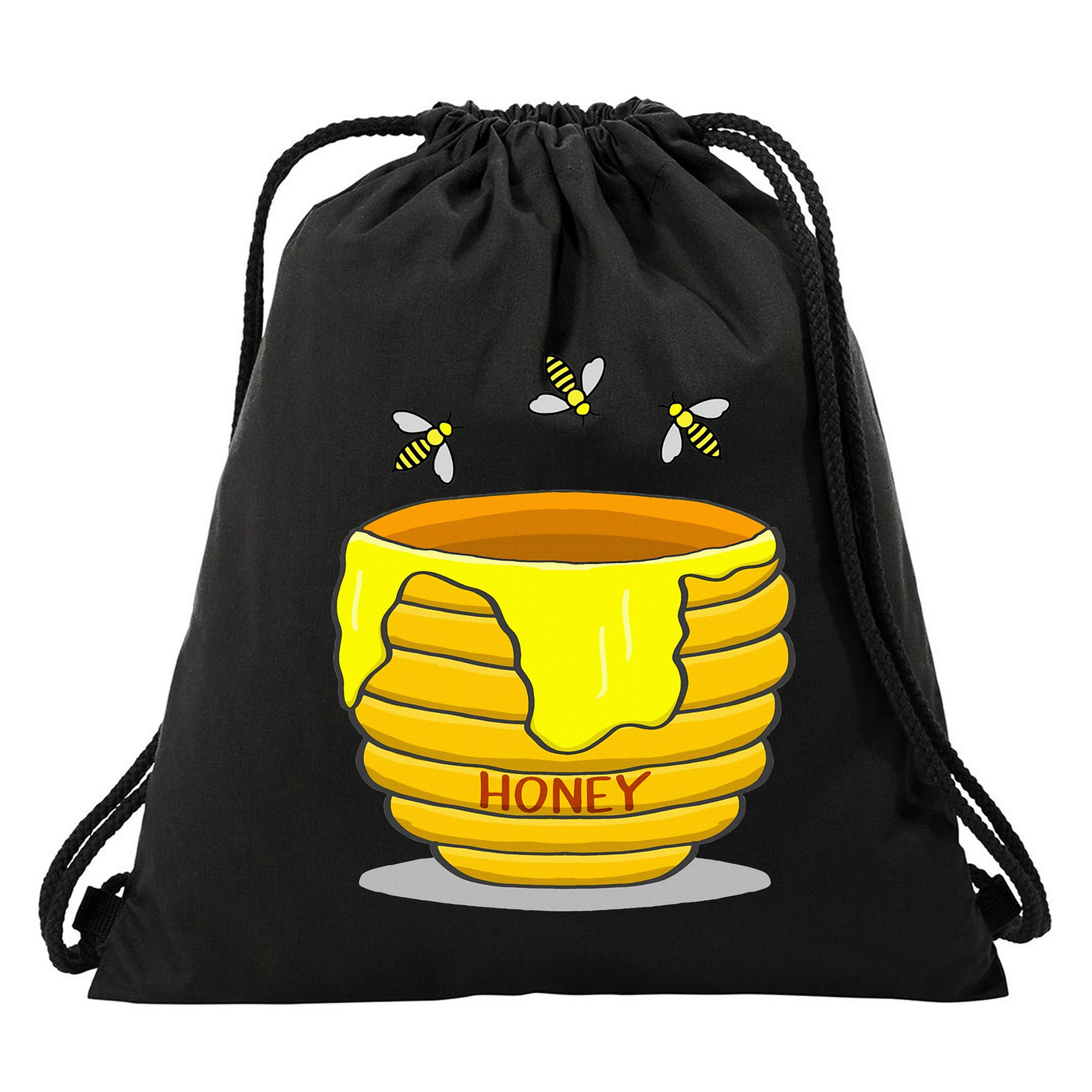 Honey Pot With Honey Bees Drawstring Bag