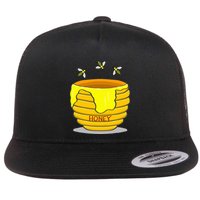 Honey Pot With Honey Bees Flat Bill Trucker Hat