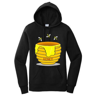 Honey Pot With Honey Bees Women's Pullover Hoodie