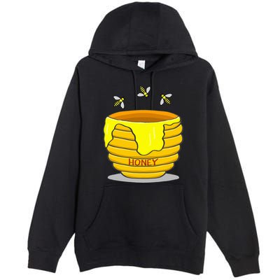 Honey Pot With Honey Bees Premium Pullover Hoodie