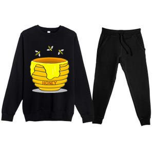 Honey Pot With Honey Bees Premium Crewneck Sweatsuit Set