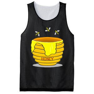 Honey Pot With Honey Bees Mesh Reversible Basketball Jersey Tank