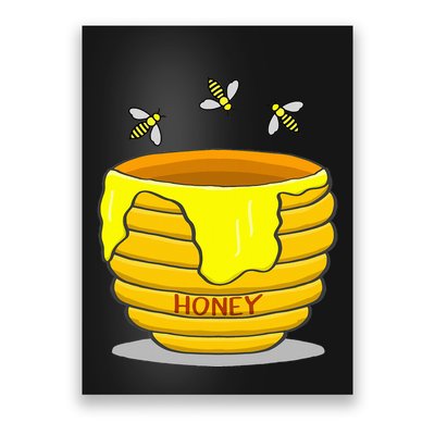 Honey Pot With Honey Bees Poster