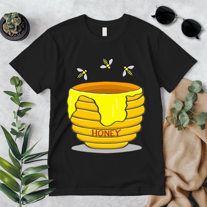 Honey Pot With Honey Bees Premium T-Shirt