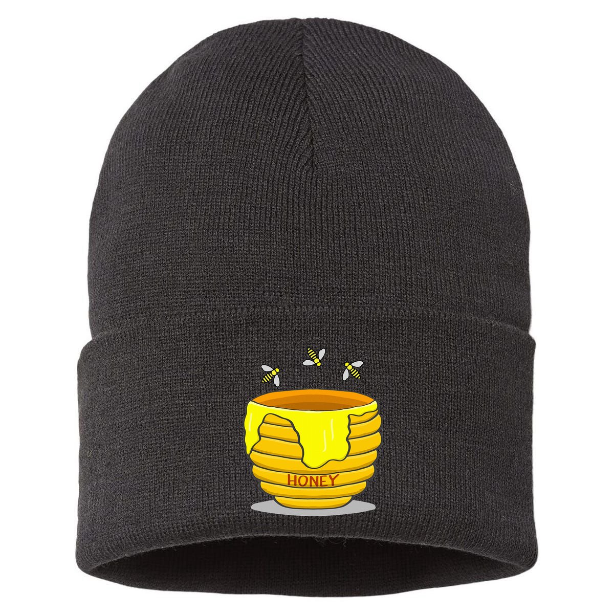 Honey Pot With Honey Bees Sustainable Knit Beanie
