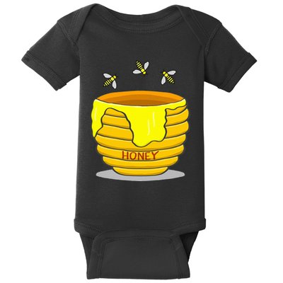 Honey Pot With Honey Bees Baby Bodysuit