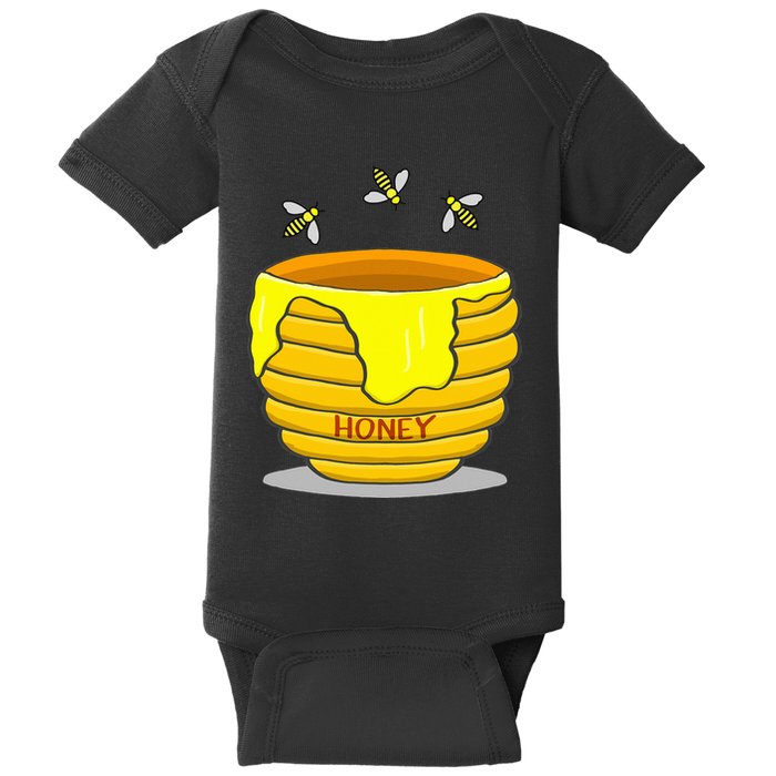 Honey Pot With Honey Bees Baby Bodysuit