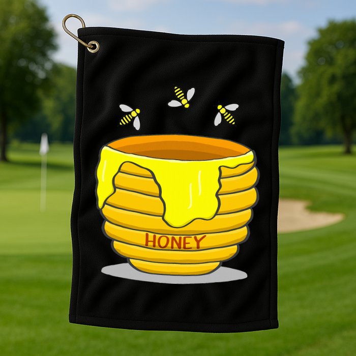 Honey Pot With Honey Bees Golf Towel