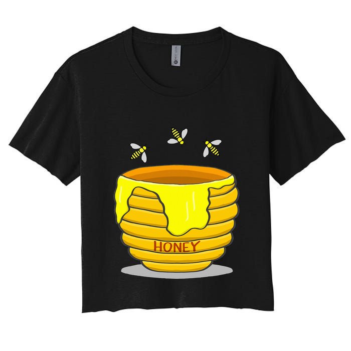 Honey Pot With Honey Bees Women's Crop Top Tee
