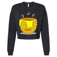 Honey Pot With Honey Bees Cropped Pullover Crew