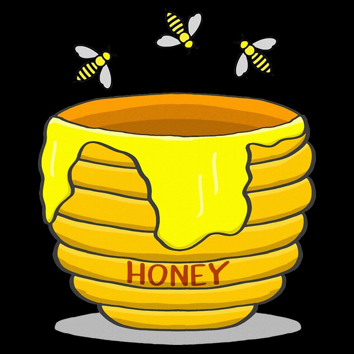 Honey Pot With Honey Bees Cropped Pullover Crew