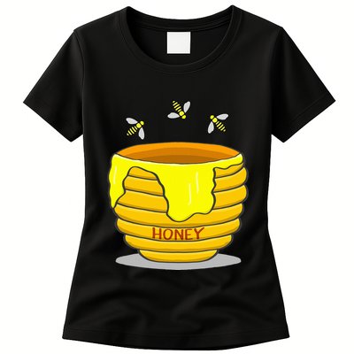 Honey Pot With Honey Bees Womens T-Shirt
