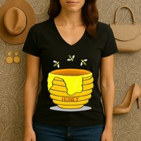 Honey Pot With Honey Bees Women's V-Neck T-Shirt