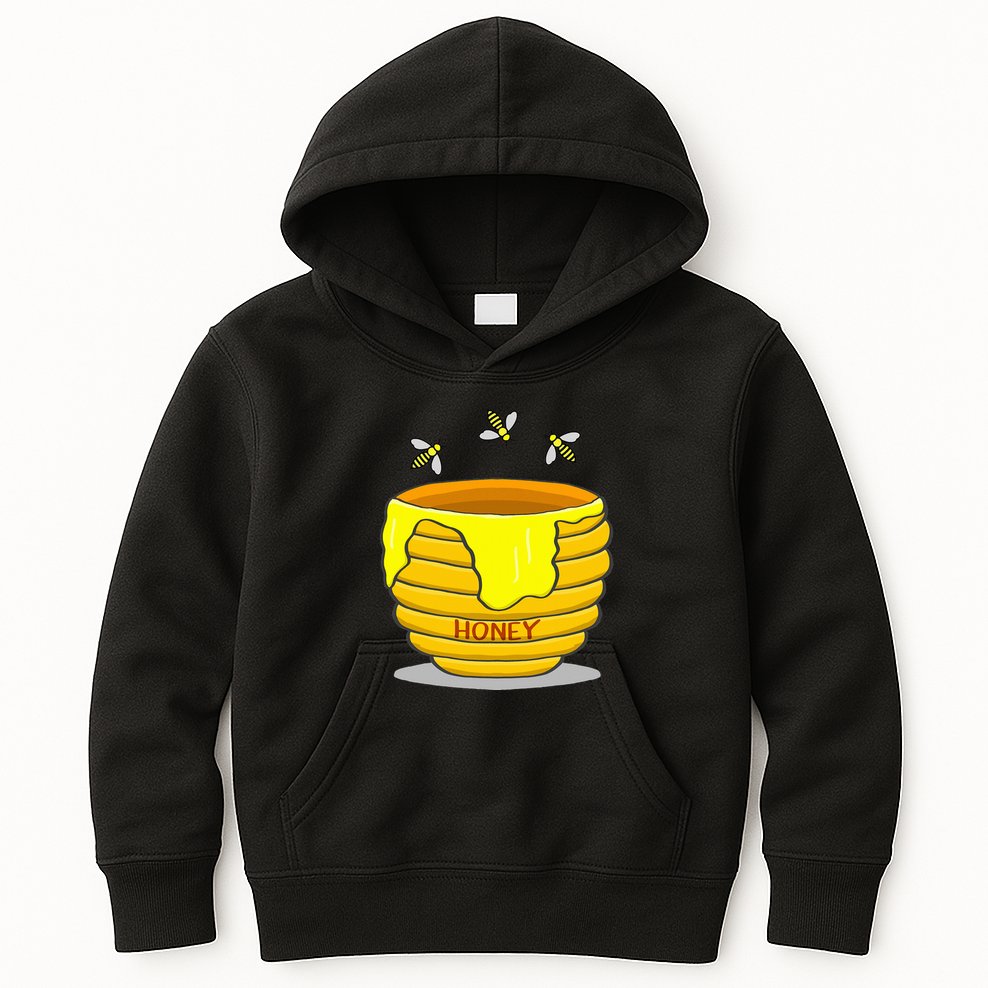 Honey Pot With Honey Bees Kids Hoodie