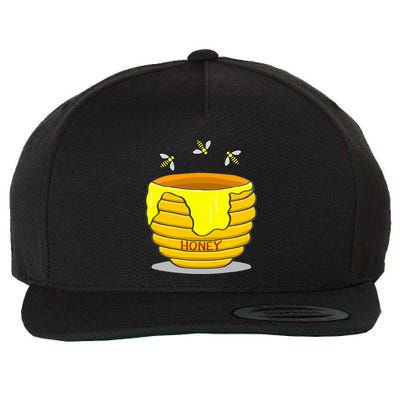 Honey Pot With Honey Bees Wool Snapback Cap