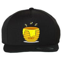 Honey Pot With Honey Bees Wool Snapback Cap