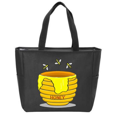 Honey Pot With Honey Bees Zip Tote Bag