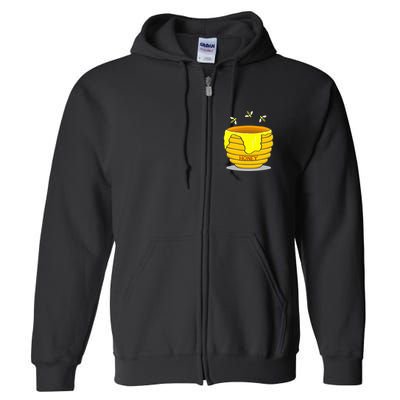 Honey Pot With Honey Bees Full Zip Hoodie