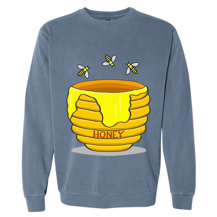 Honey Pot With Honey Bees Garment-Dyed Sweatshirt