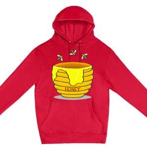 Honey Pot With Honey Bees Premium Pullover Hoodie