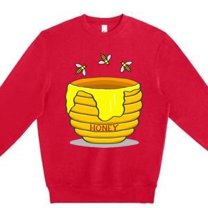 Honey Pot With Honey Bees Premium Crewneck Sweatshirt