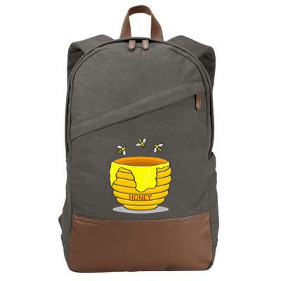 Honey Pot With Honey Bees Cotton Canvas Backpack