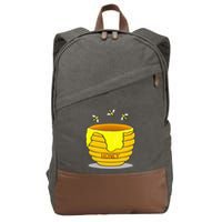 Honey Pot With Honey Bees Cotton Canvas Backpack