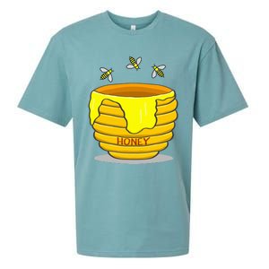 Honey Pot With Honey Bees Sueded Cloud Jersey T-Shirt