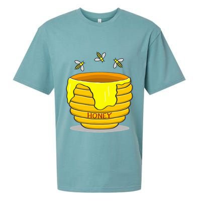 Honey Pot With Honey Bees Sueded Cloud Jersey T-Shirt