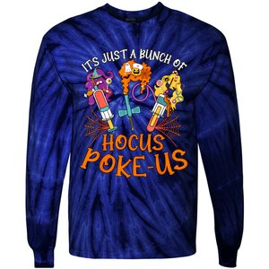 Hocus Pokeus Witch Nurse Halloween Medical Lab Tech Spooky Tie-Dye Long Sleeve Shirt