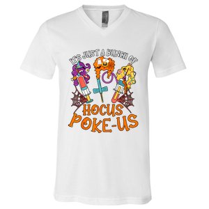 Hocus Pokeus Witch Nurse Halloween Medical Lab Tech Spooky V-Neck T-Shirt