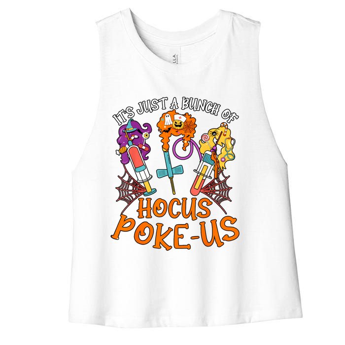 Hocus Pokeus Witch Nurse Halloween Medical Lab Tech Spooky Women's Racerback Cropped Tank