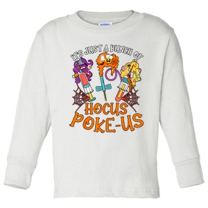 Hocus Pokeus Witch Nurse Halloween Medical Lab Tech Spooky Toddler Long Sleeve Shirt