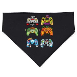 Halloween Pumpkin Witch Gaming Controllers Zombie Boy Kids USA-Made Doggie Bandana