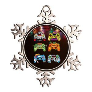 Halloween Pumpkin Witch Gaming Controllers Zombie Boy Kids Metallic Star Ornament