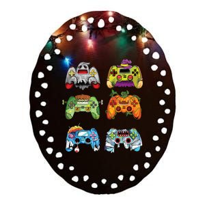 Halloween Pumpkin Witch Gaming Controllers Zombie Boy Kids Ceramic Oval Ornament