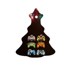 Halloween Pumpkin Witch Gaming Controllers Zombie Boy Kids Ceramic Tree Ornament