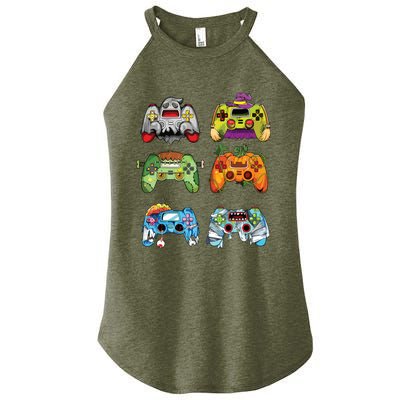 Halloween Pumpkin Witch Gaming Controllers Zombie Boy Kids Women’s Perfect Tri Rocker Tank