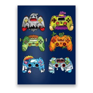 Halloween Pumpkin Witch Gaming Controllers Zombie Boy Kids Poster