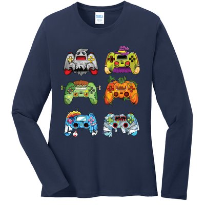 Halloween Pumpkin Witch Gaming Controllers Zombie Boy Kids Ladies Long Sleeve Shirt