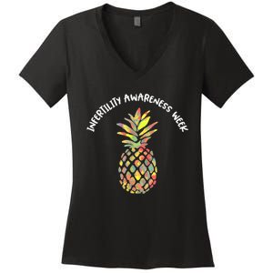 Hope Pineapple We Wear Orange Infertility Awareness Week Women's V-Neck T-Shirt