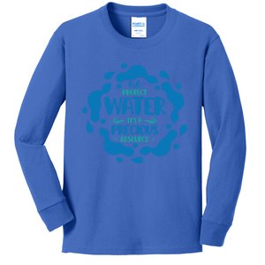 H2o Protect Water It's A Precious Resource World Water Day Cool Gift Kids Long Sleeve Shirt