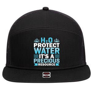 H2o Protect Water It's A Precious Resource Save Water Gift 7 Panel Mesh Trucker Snapback Hat