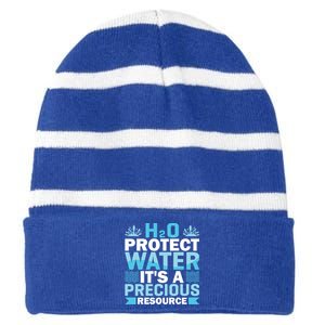 H2o Protect Water It's A Precious Resource Save Water Gift Striped Beanie with Solid Band