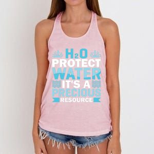 H2o Protect Water It's A Precious Resource Save Water Gift Women's Knotted Racerback Tank