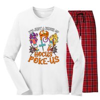 Hocus Pokeus Witch Nurse Halloween Medical Lab Tech Spooky Women's Long Sleeve Flannel Pajama Set 