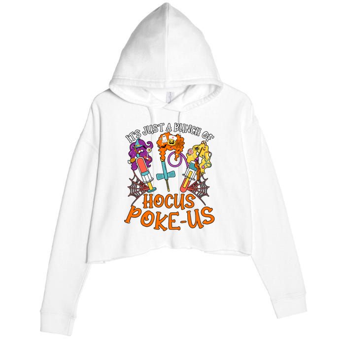 Hocus Pokeus Witch Nurse Halloween Medical Lab Tech Spooky Crop Fleece Hoodie