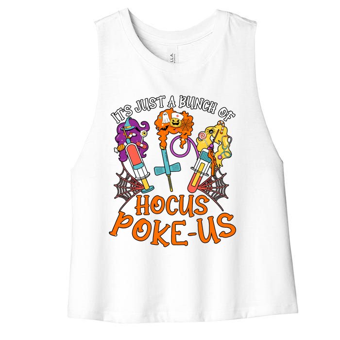 Hocus Pokeus Witch Nurse Halloween Medical Lab Tech Spooky Women's Racerback Cropped Tank