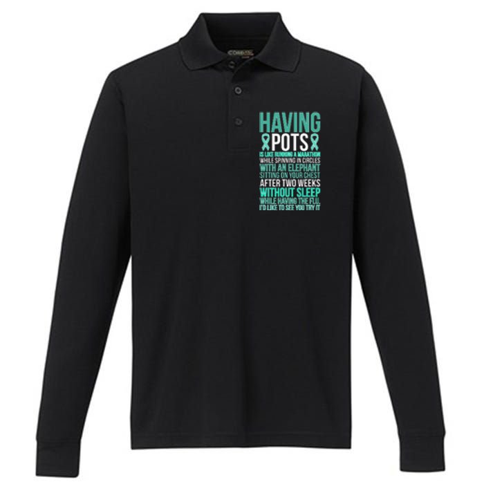 Having POTS Warrior POTS Awareness Day POTS Fighter Performance Long Sleeve Polo